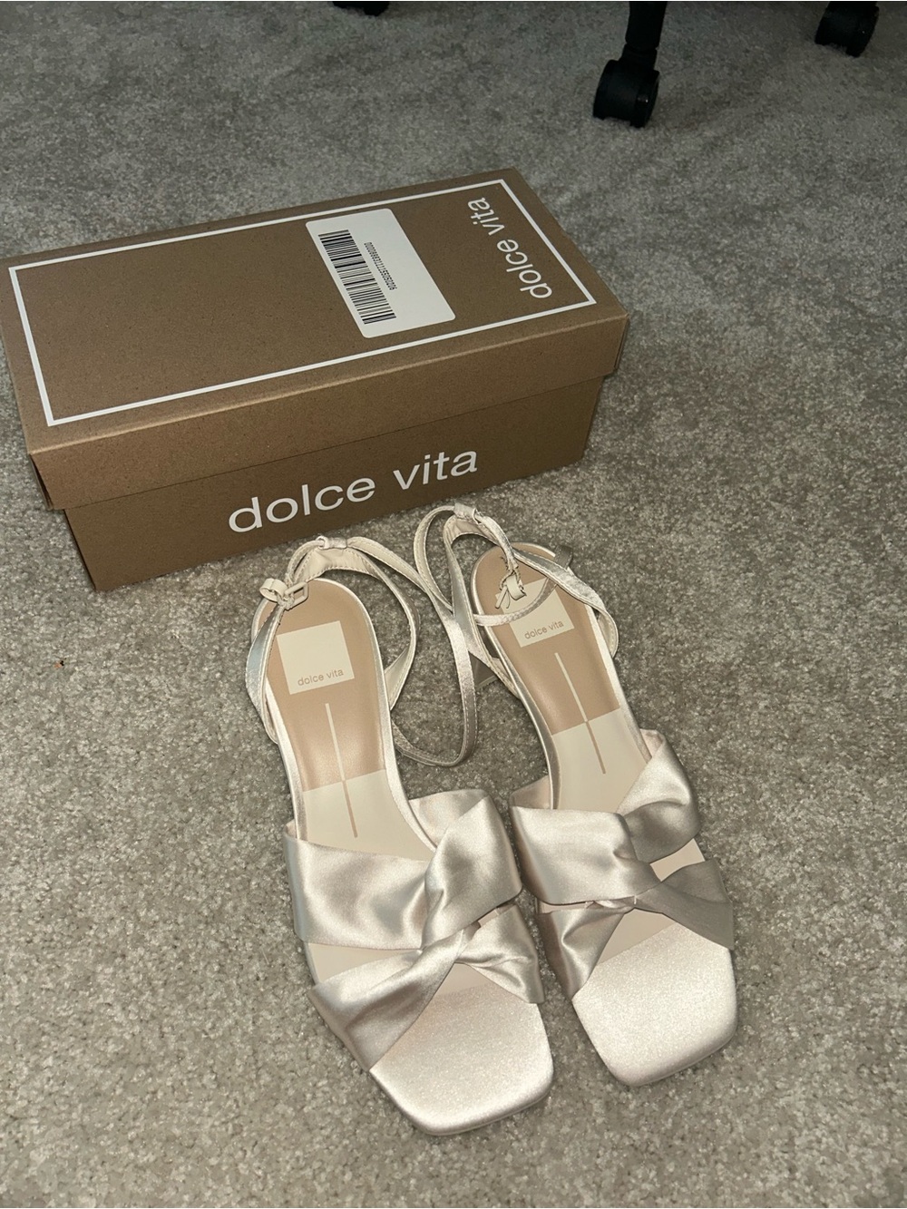 Dolce Vita Champagne Satin Bow Slingback Heels